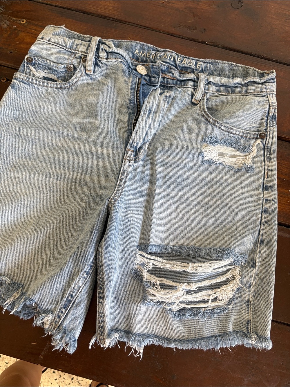 American Eagle Light Blue Distressed Denim Cutoff Shorts